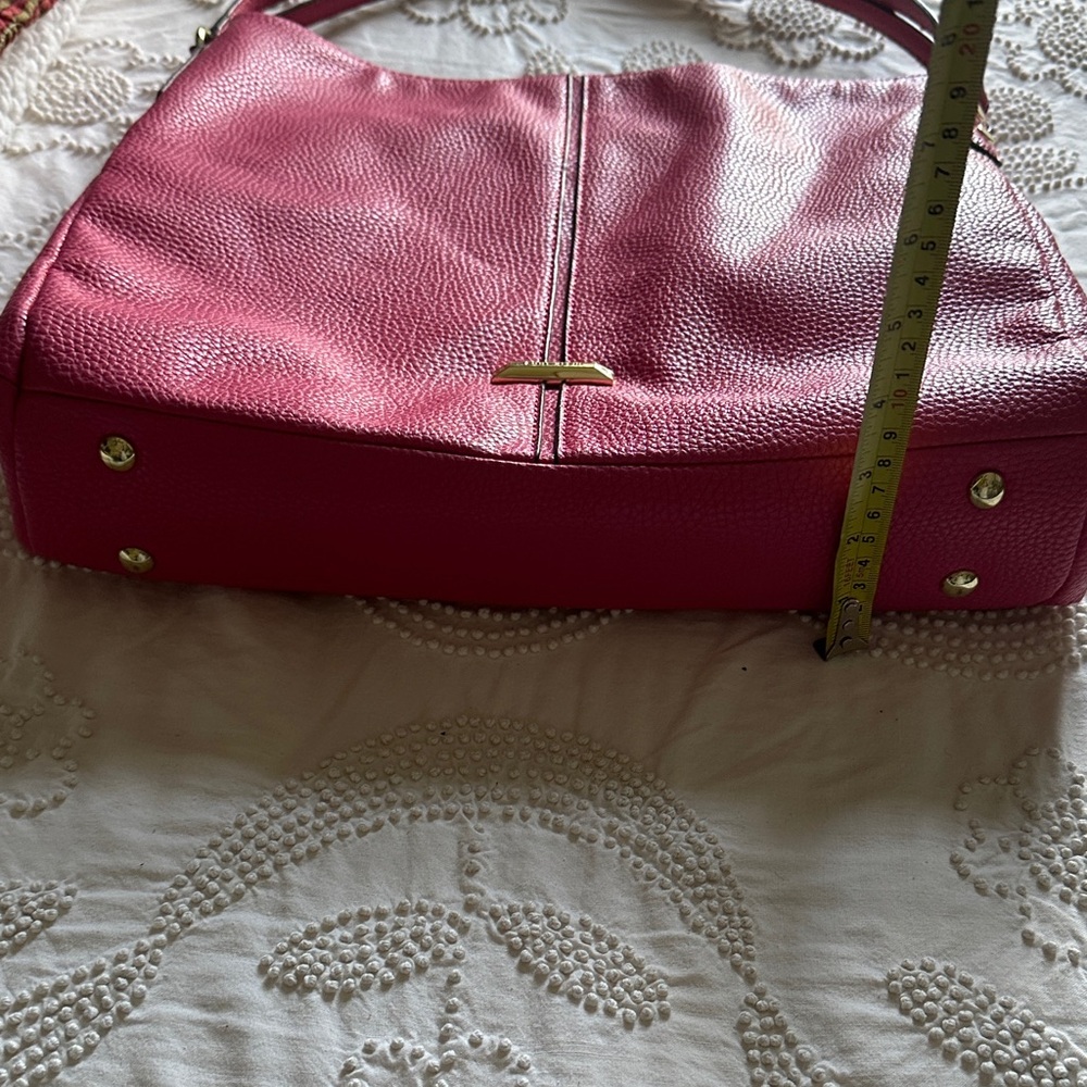 Anne Klein Raspberry Pink Pebbled Leather Shoulder Bag - Picture 4 of 10